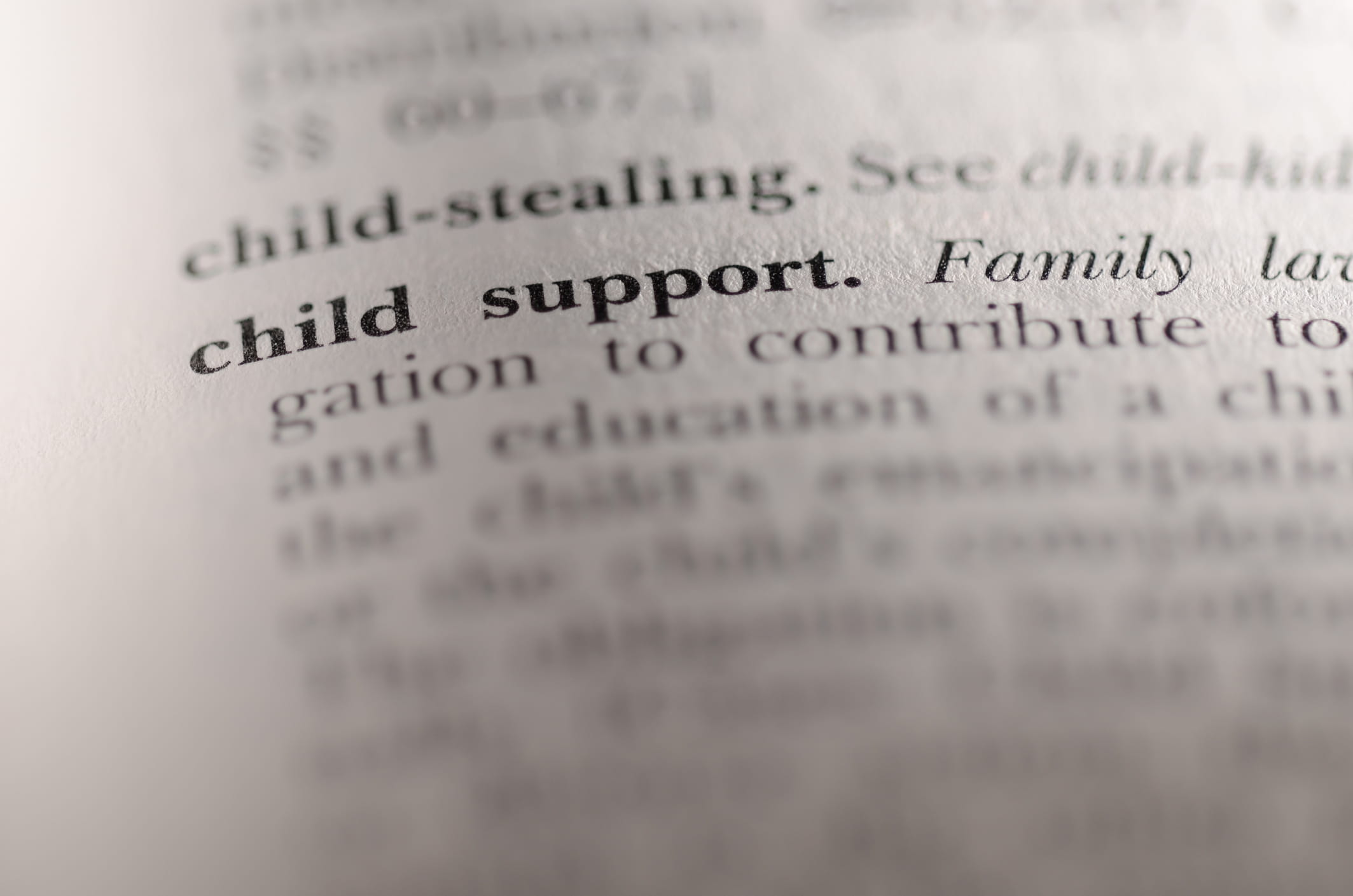 closeup of child support term in a dictionary