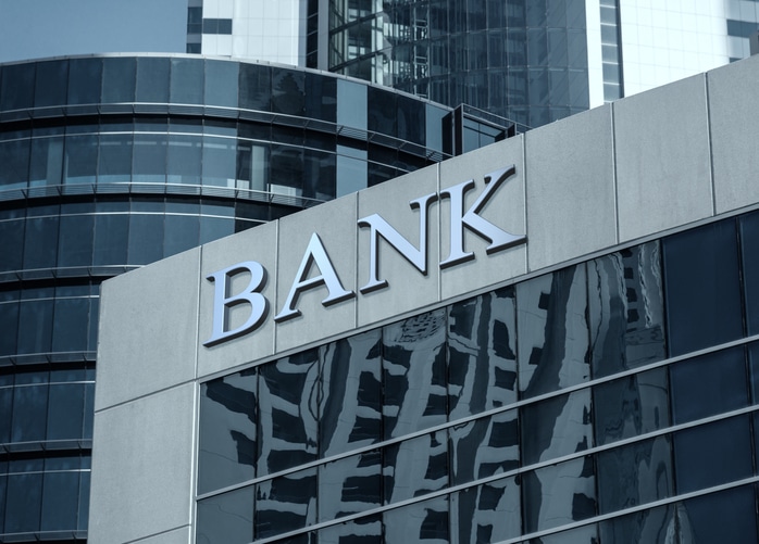 an outside view of a bank