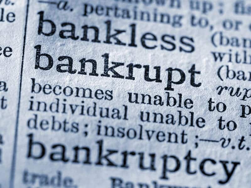 zoom in of bankruptcy definition on a paper